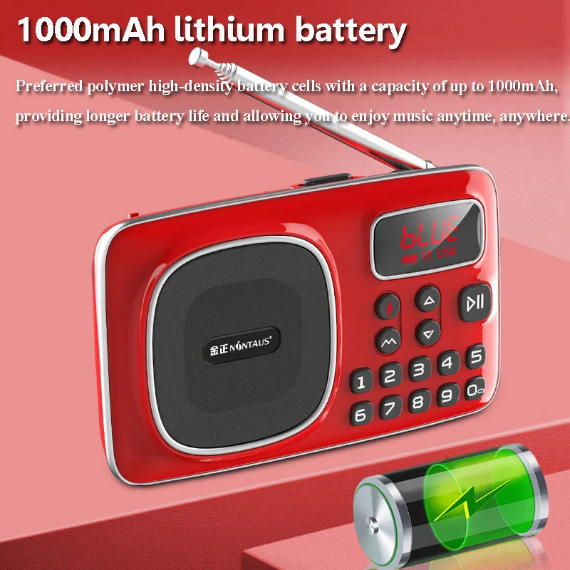 Mini LED Screen FM Radio Portable Radios Receiver Wireless Bluetooth Speaker HD Recording Handsfree Call Music Box Rechargeable