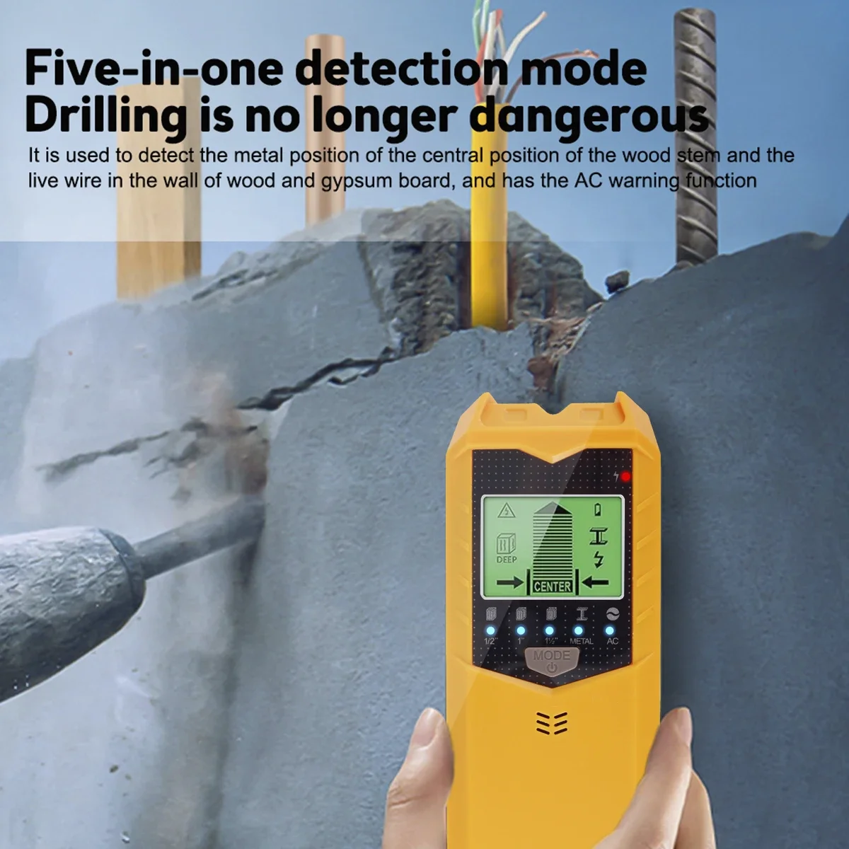 SH402 Stud Finder Sensor 5 in 1 Wall Scanner Pipe Finder Pipe Wire Detector Electronic Stud Locator Wood Wall Metal Detector 5