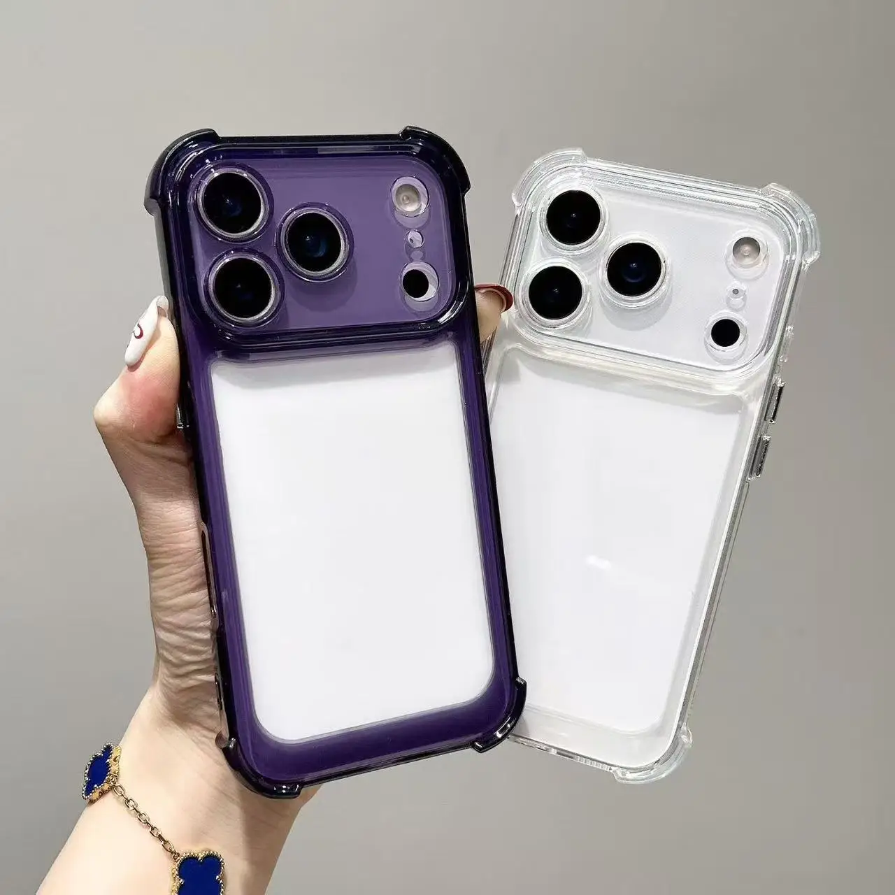 Deluxe Shockproof Transparent Phone Case with Clear Soft Bumper