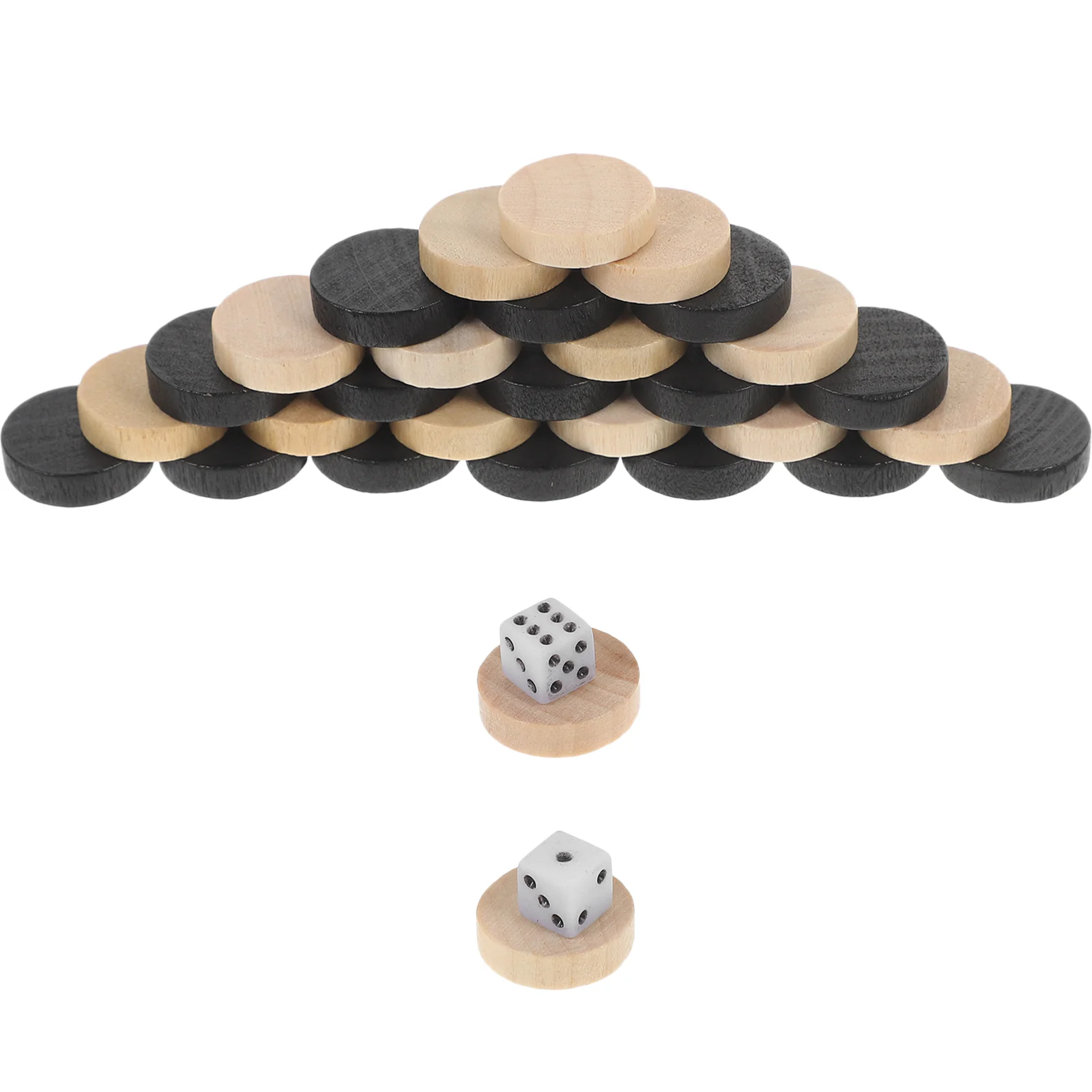 Board Game Wooden Backgammon Chips Checkers Board Game Pieces Draughts Replacement Pieces Dices Chess Flying