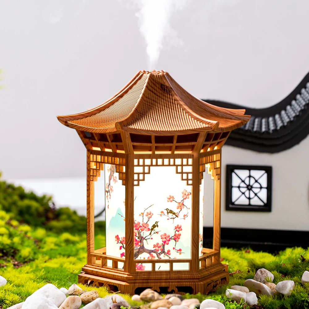 New Small Pavilion Humidifier Night Light Home Chinese Style USB Portable Home Office Water Supplement Car Humidifier 1