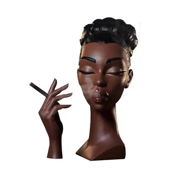 Black Woman Head Incense Burner Black People Smoke Cigarettes Incense Holder Decorative  Airflow Incense Burner Statue 3