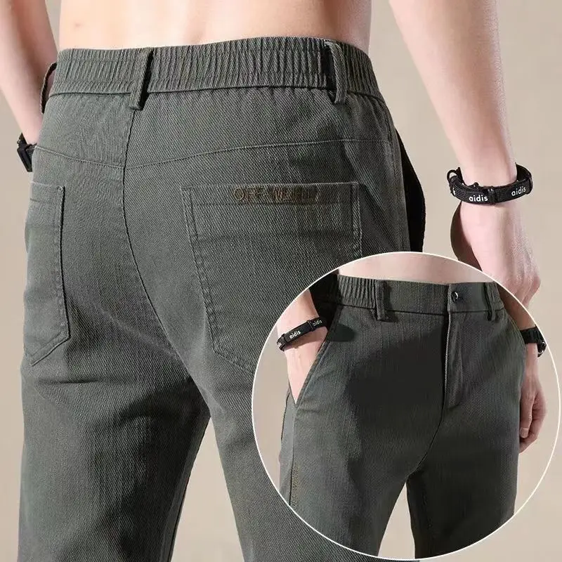 Summer Fashion Harajuku Slim Fit Male Clothes Loose Casual Trousers All Match Wide Leg Pants Solid Pockets Straight Leg Pants