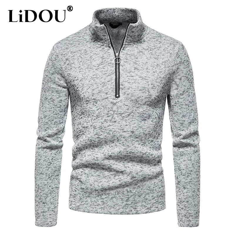 

2023 Spring Autumn New Solid Color Fashion Stand Collar Sweatshirts Man High Street Casual Loose Zipper Y2K All-match Pullovers