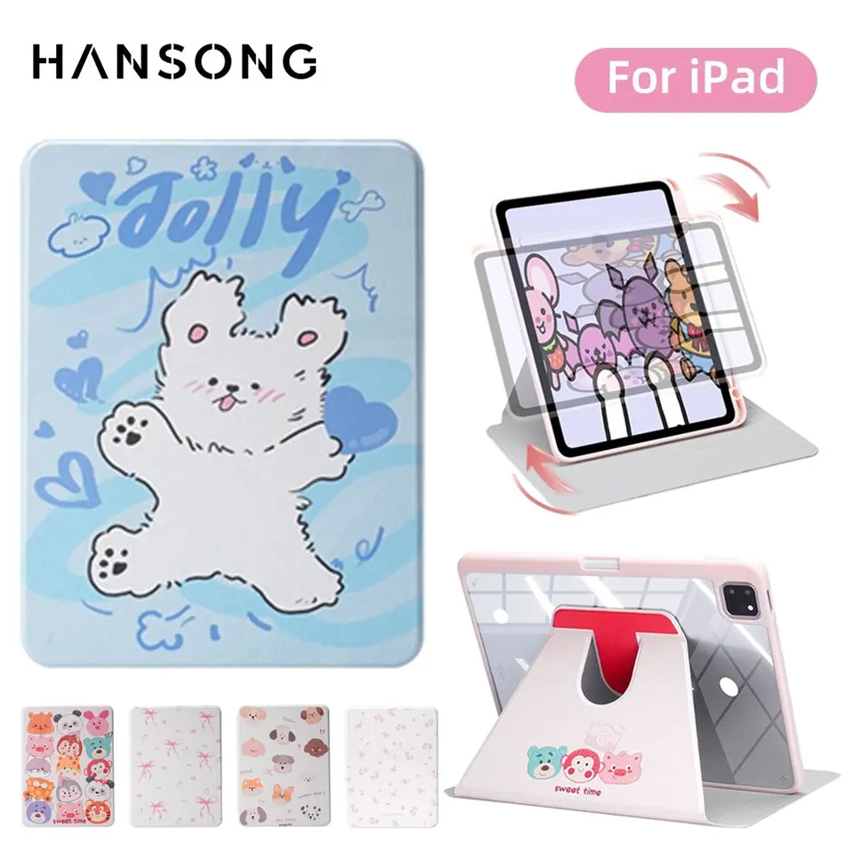 Custodia In Pelle Con Girevole 360° Per IPad 10.9 (10a Gen 2022) - Portapenna, Trasparente, Cane - 3