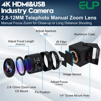 ELP 4K 30fps HDMI USB Camera H.265/H.264 4X Optical Zoom USB PC Webcam with 2.8-12mm Manual Varifocus Lens for Live Streaming 2