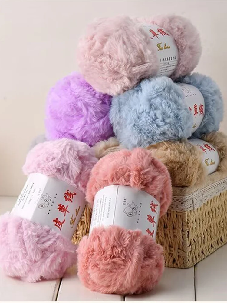 1Pc 100g Super Chunky Fur Yarn for hand knitting fuffly soft warm Crochet line to knit sweater coat Scarf Hat long plush threads 6