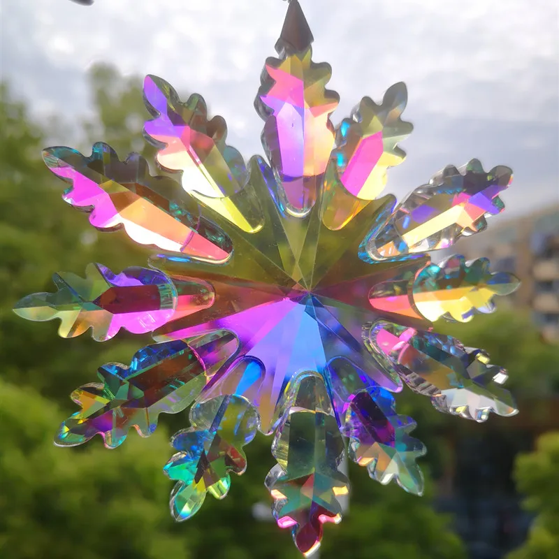 2022 New Crystal Snowflake Car Hanging Christmas Decorations Glass Car Rearview Mirror Pendant Interior Accessory Diy Suncatcher