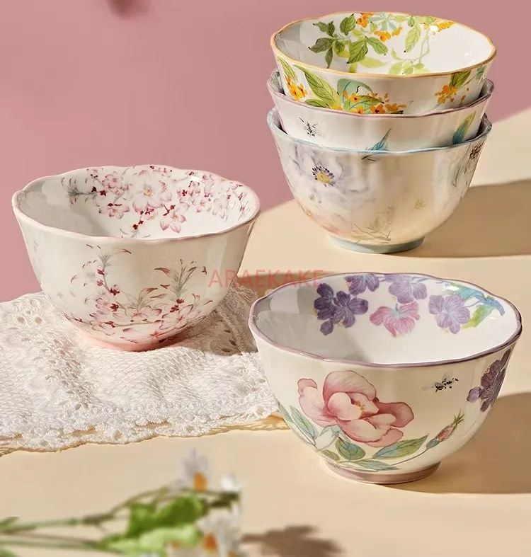 Chinese style household ceramic rice bowls, high-end tableware, rice bowls, and beautiful small bowls