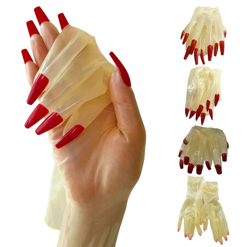 Cosplay Costumes Cosplay Gloves Kigurumi Pajamas Latex Gloves Transparent Latex Gloves Oil Shiny Glossy Ultra-Thin High Elastic With Long Nails Manicure kigurumi