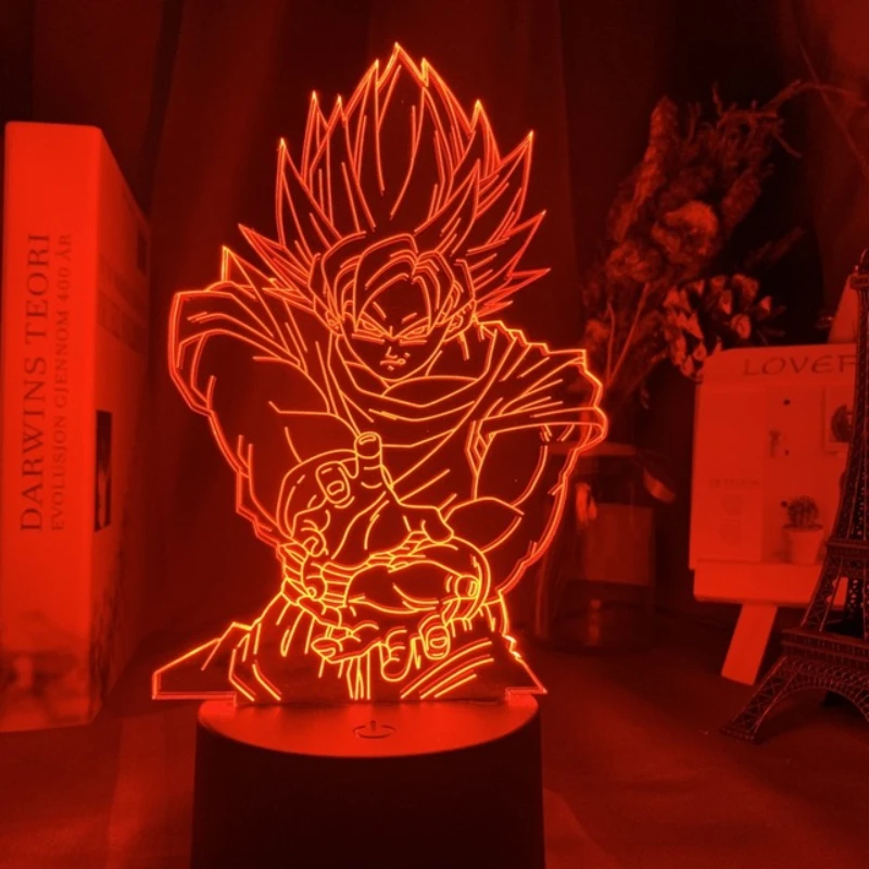 Anime Goku Vegeta Dragon Ball Z Super Saiyan 3D Lampada Led Night Light Goku Jiren Broly Lampada Da Tavolo Regalo 7 Colori Monkey King Goku