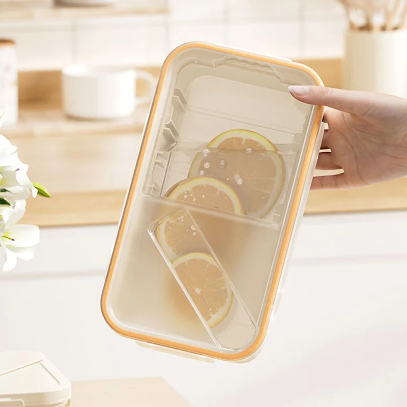 Korean Kimchi Fresh-Keeping Box Kitchen Refrigerator Pickle Seal Box with Cutter Portable Korean Bento Food Grade Lunch