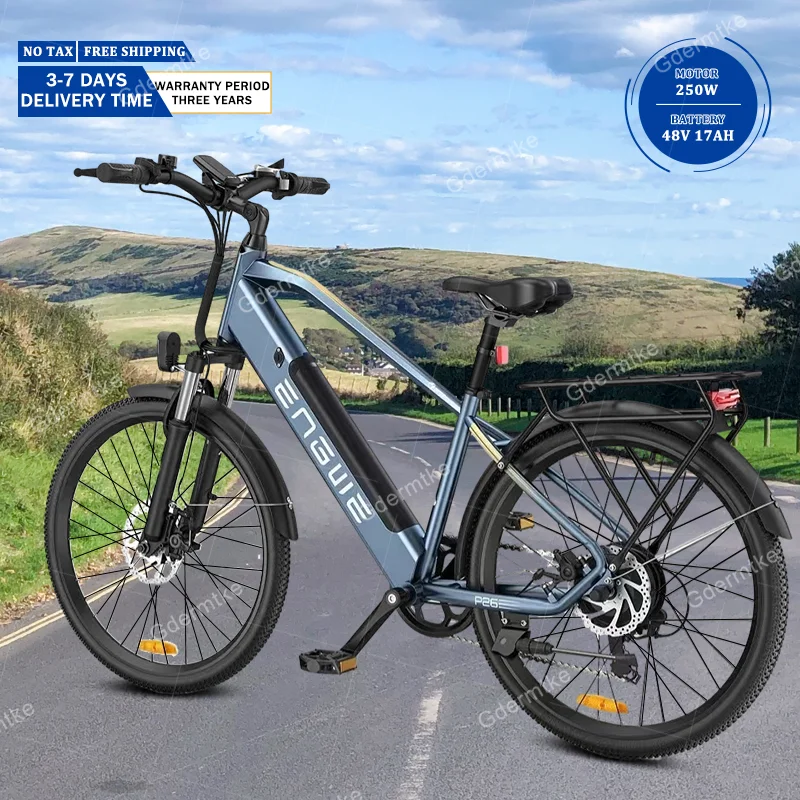 Engwe P26 Bici Elettrica 26 Pollici Pneumatico Adulto Mountain E Bike Motore Brushless 17Ah Batteria Al Litio Durata 100Km Neve Bicicletta Elettrica