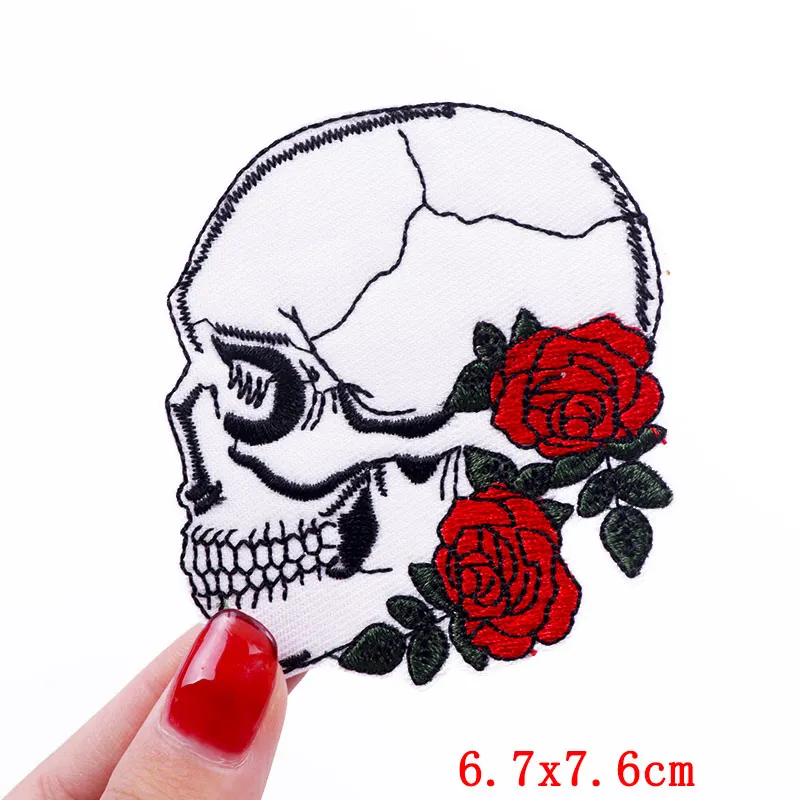 Horror Schädel Eisen auf Patches für Kleidung bestickte Patches auf Kleidung Jacke Punk Patch Stickerei Patch DIY Nähen Aufkleber – Detail 21