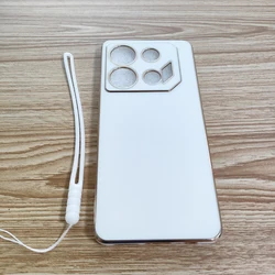 Luxury Square Plating Soft Back Phone Case Cover s for Infinix GT 10 Pro (Gs6D White)