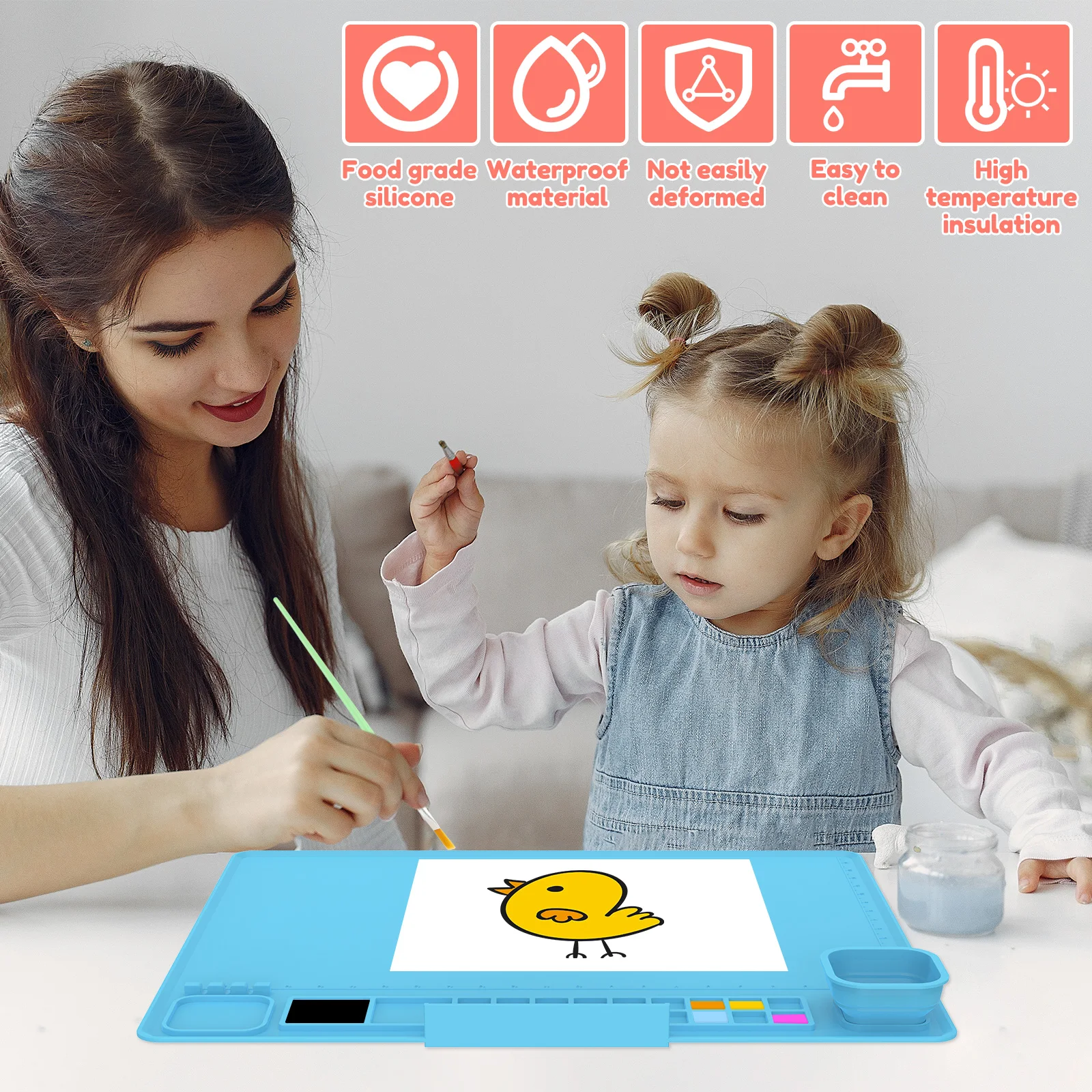 Silicone Art Mat Craft Graffiti Painting Mat Children's DIY Silicone Drawing Painting Scrubbable Pigment Palette Pad