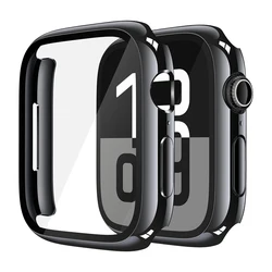 Premium Screen Protector with Tempered Glass Bumper for 46mm Series 10 11 (Bright Black)