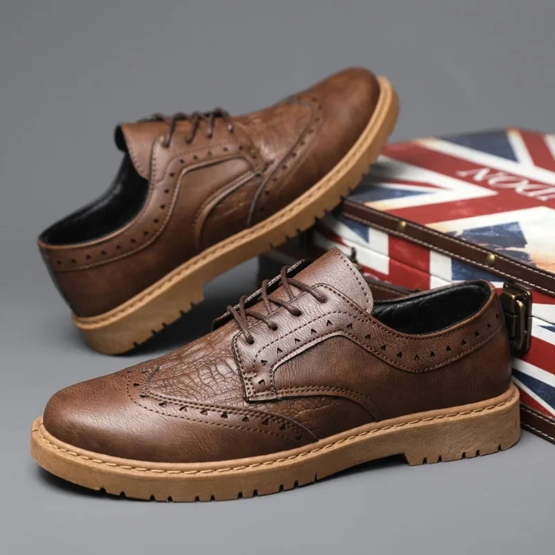 Dress Shoes New In Male Casual Shoe Brogue Men's Leather Business Formal Shipping Free Cheap Clearance Low Price Delivery Adults