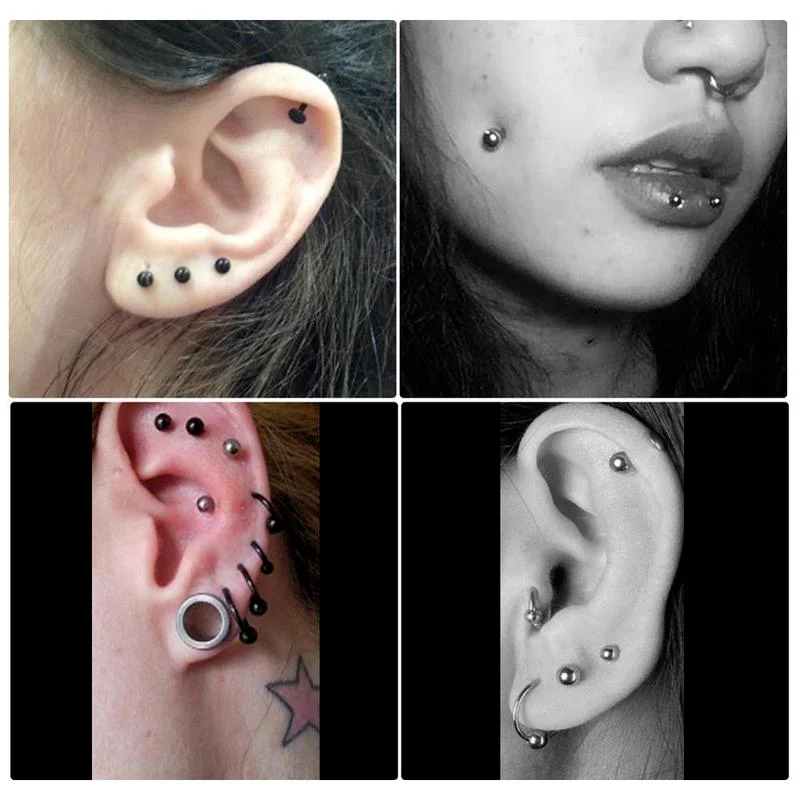 Body Jewelry 5pcs/lot Steel 16G Tragus Helix Bar 3mm Ball Labret Lip Bar Rings Stud Cartilage Ear Piercings Body Jewelry Women Men