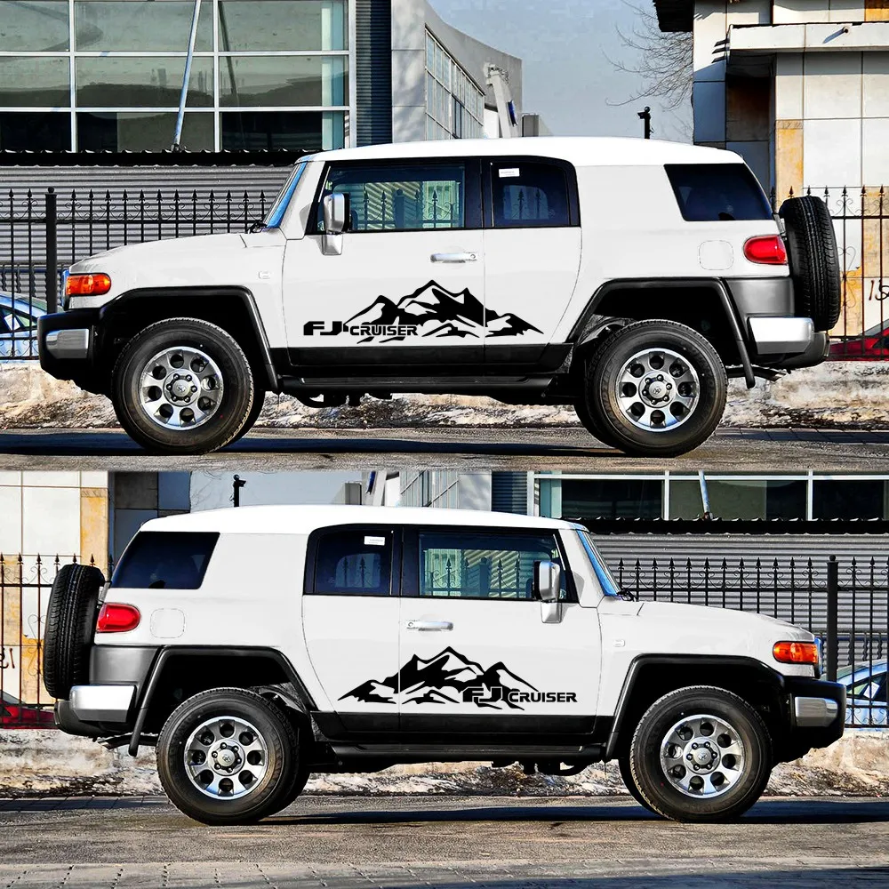 

2Pcs Car Stickers Door Side Body Mountains Styling Graphic Vinyl Film Decal Custom for toyota FJ CRUISER Car Accessories