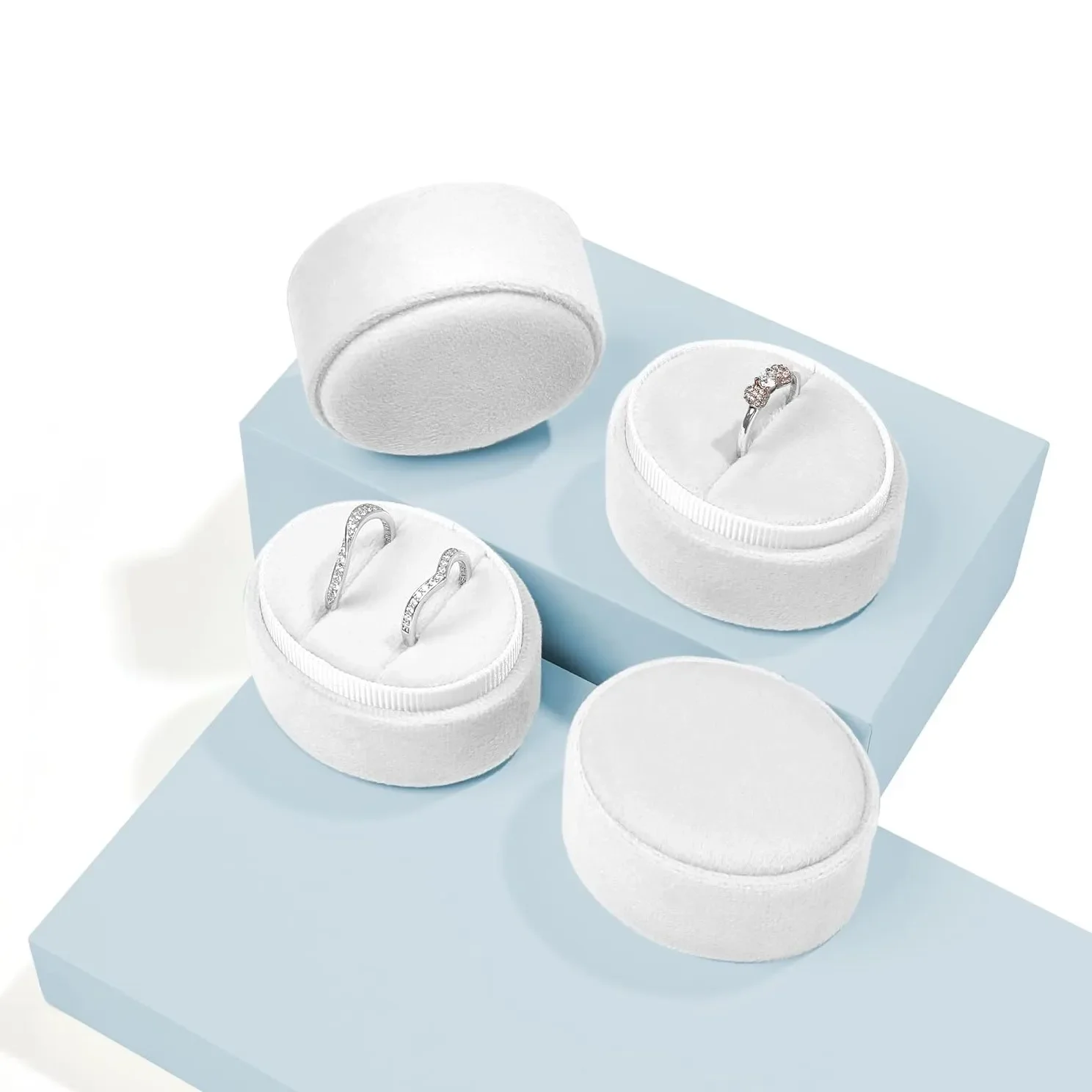 Multi-Colors Oval Ring Box Luxury Jewelry Packaging Display Wedding Rings Holder Earrings Holder
