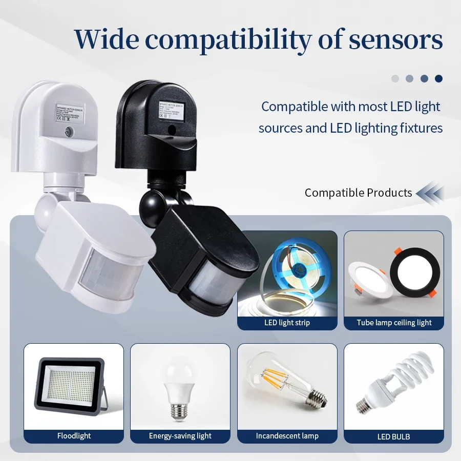 Motion Sensor 220V 110V 12V Automatic Infrared PIR Movement Detector 180°  Rotating Outdoor Light Switch Human Presence Sensor - AliExpress, image size:900x900