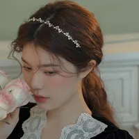 2025 New White Peony Flower Hairband Outgoing Simple Faion Girl e Headwear Alloy Plated Silver Gold Gemstone