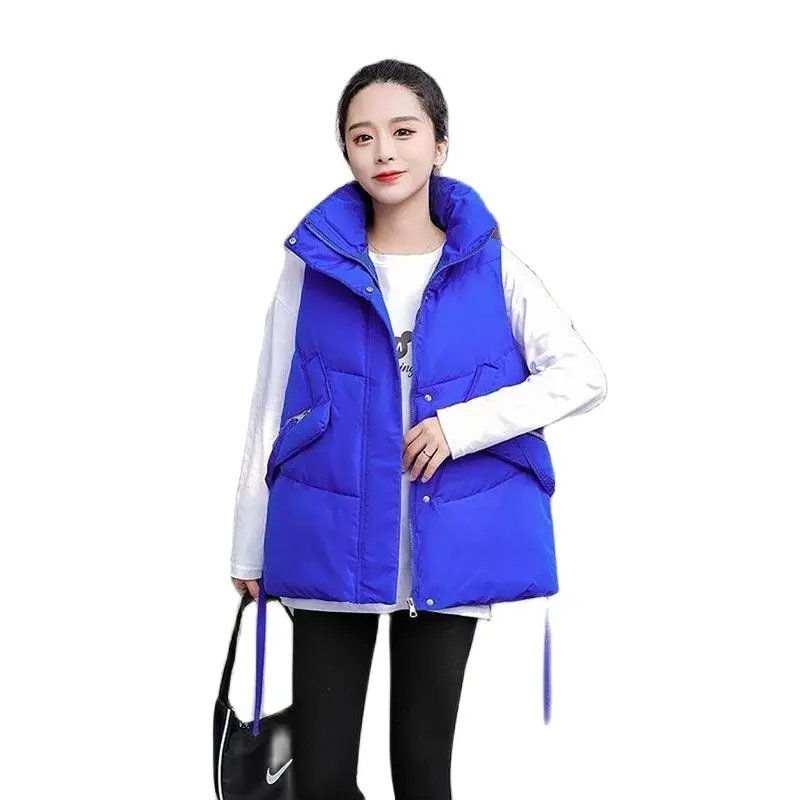 

2022 New Autumn Winter Female Clothing Down Cotton Vest Coat Loose Add Thick Keep Warm Parka Outcoat Leisure Women's Vest Tops