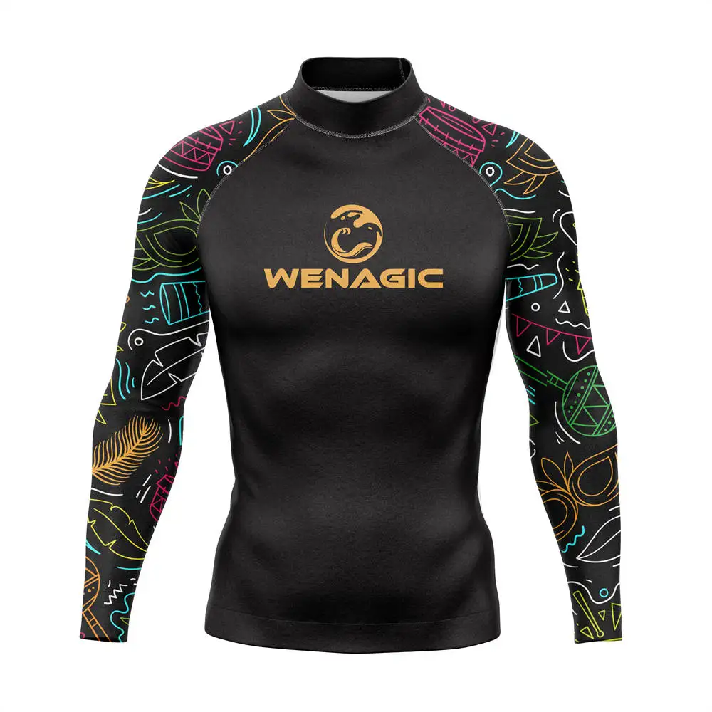 Men's Swimming T-shirt Swimsuit Beach UV Protection Rash Guard Diving Rashguard Swimwear Long Sleeve Surfing Suits Surf T-shirt