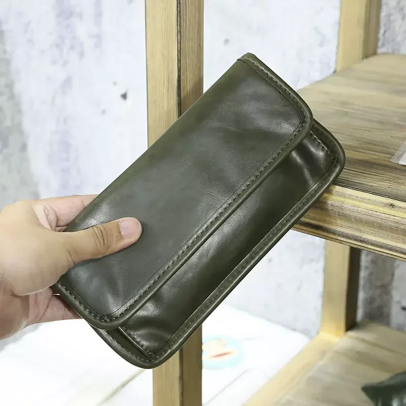 

Crazy PU Leather Men's Hand Grasping Bag Long Clamshell Multi-function Wallet Ultra-multiple Card Slots Holding Wallet