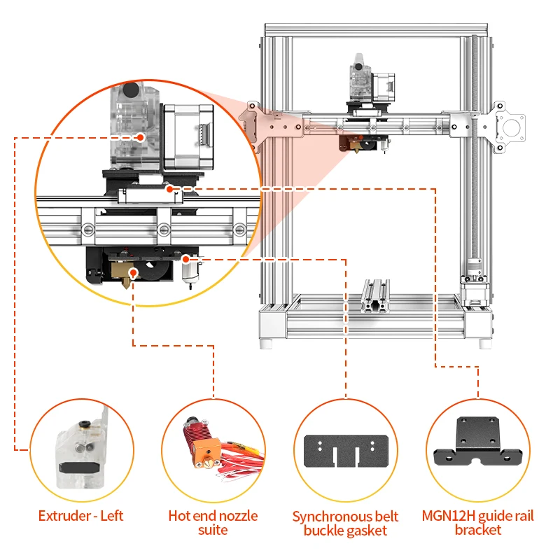 Diy Acessórios da Impressora 3d Atualização Ender3 Extrusora de Curto Alcance Kit Suporte Compatível com Mgn12h Trilho Linear para Ender3 v2 - Imagem 6