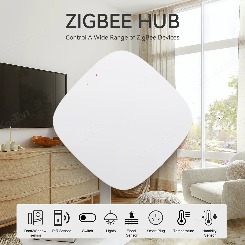 Wireless Zigbee Gateway Tuya Smart Home Bridge Hub Smart Life APP Remote Control Zigbee 3.0 Protocol Works with Alexa Google Zigbee Gateway Smart Gateway