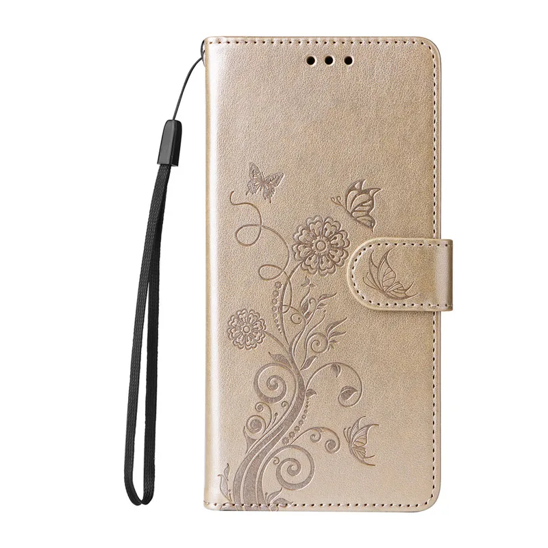 Elegant Flip Cover Leather Wallet Phone Case with Card Slot and Fringed Iris Design