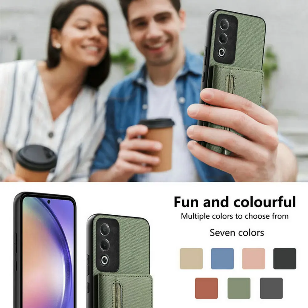 Luxury Zipper Wallet Leather Phone Case with Card Holder