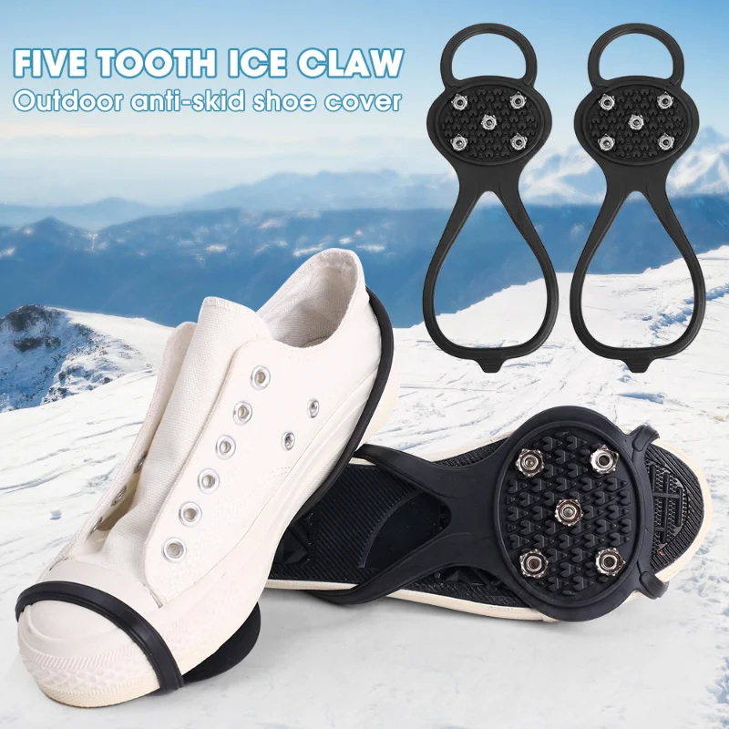 2PCS Outdoor 5-tooth Anti-Slip Snow Ice Climbing Grip Spike Shoes Crampons Ice  Snow Ghat Walk Cleats Hiking Mountaineering _ - AliExpress Mobile
