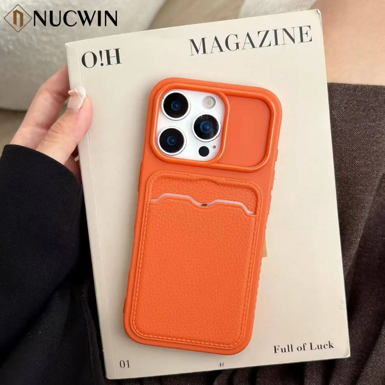 Premium Classic Leather Waterproof Drop-Proof Phone Case - Solid Color, Soft Cover