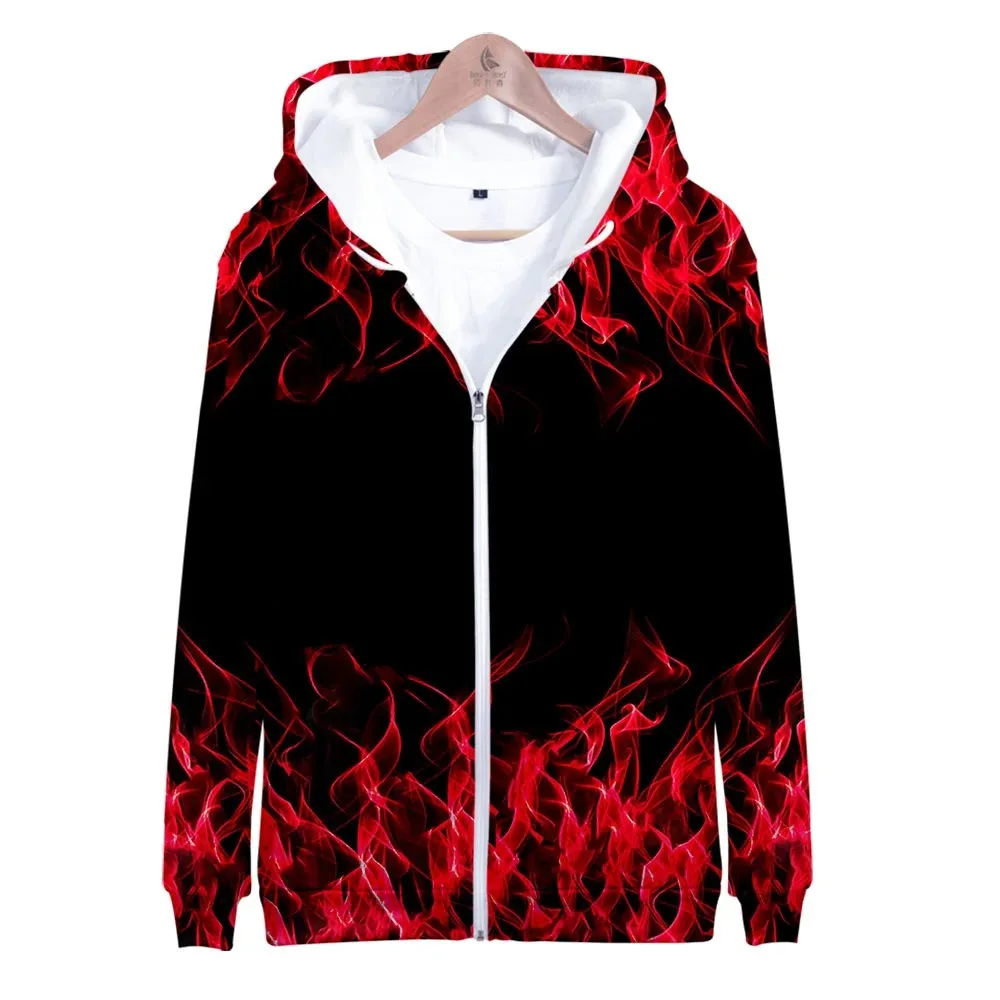 Colorful Flame 3D Printed Zip Up Women/Men Hoodie Sweatshirt Harajuku Streetwear Hip Hop Zipper Hooded Jacket Casual Sportswear