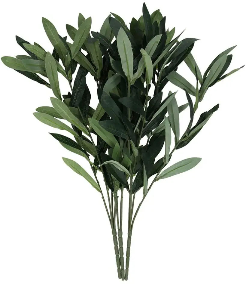 

4 Fork Artificial Olive Leaves Picks Christmas Fake Leaf Stem Vase Filler Fake Leaves Olive Branch Greenery Leaves Garland