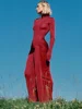 Fashion Women 2025 Spring Turtleneck Bandage Long Dress Elegant Ladies Autumn Bodycon Solid Holiday Party Dresses High Street 1
