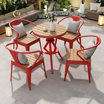 Outdoor Metal Dining Table and Chair Set for Patio Milk Tea Shop Balcony Café Outdoor Café Use Bar Furniture Sets 1