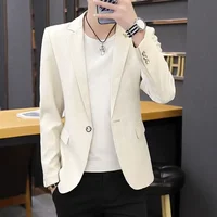 Party Linen Gray Men's Suit Jackets Single Breasted Coat Male Blazer Summer New in Simple Clothing Fashion 2024 Casual Classic 2