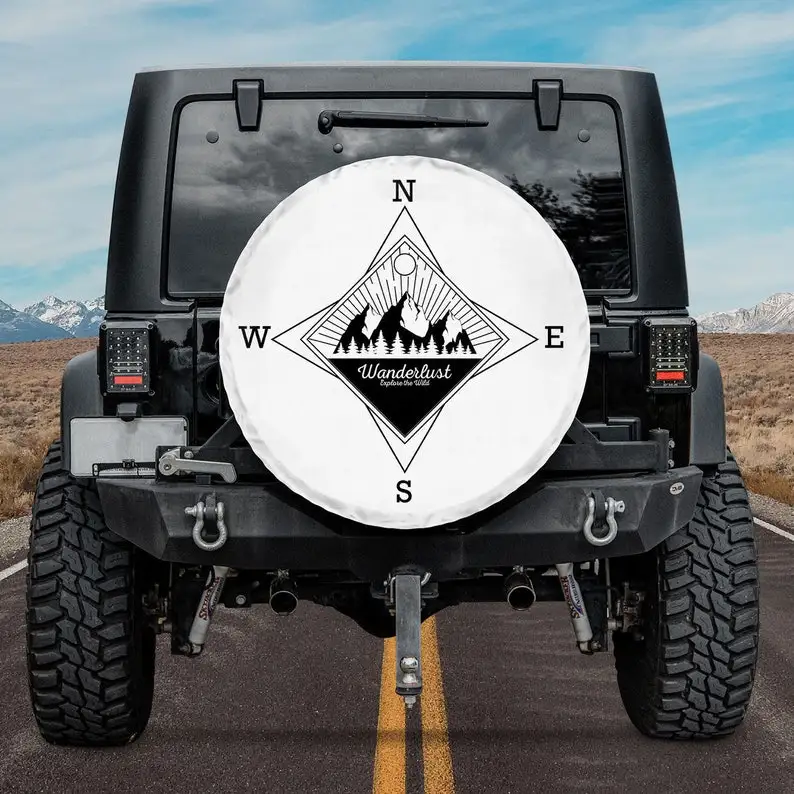 

Camper Spare Tire Cover, Wanderlust Explore the Wild Spare Tire Cover With Or Without Backup Camera Hole, Tire Cover Car,Wrangle