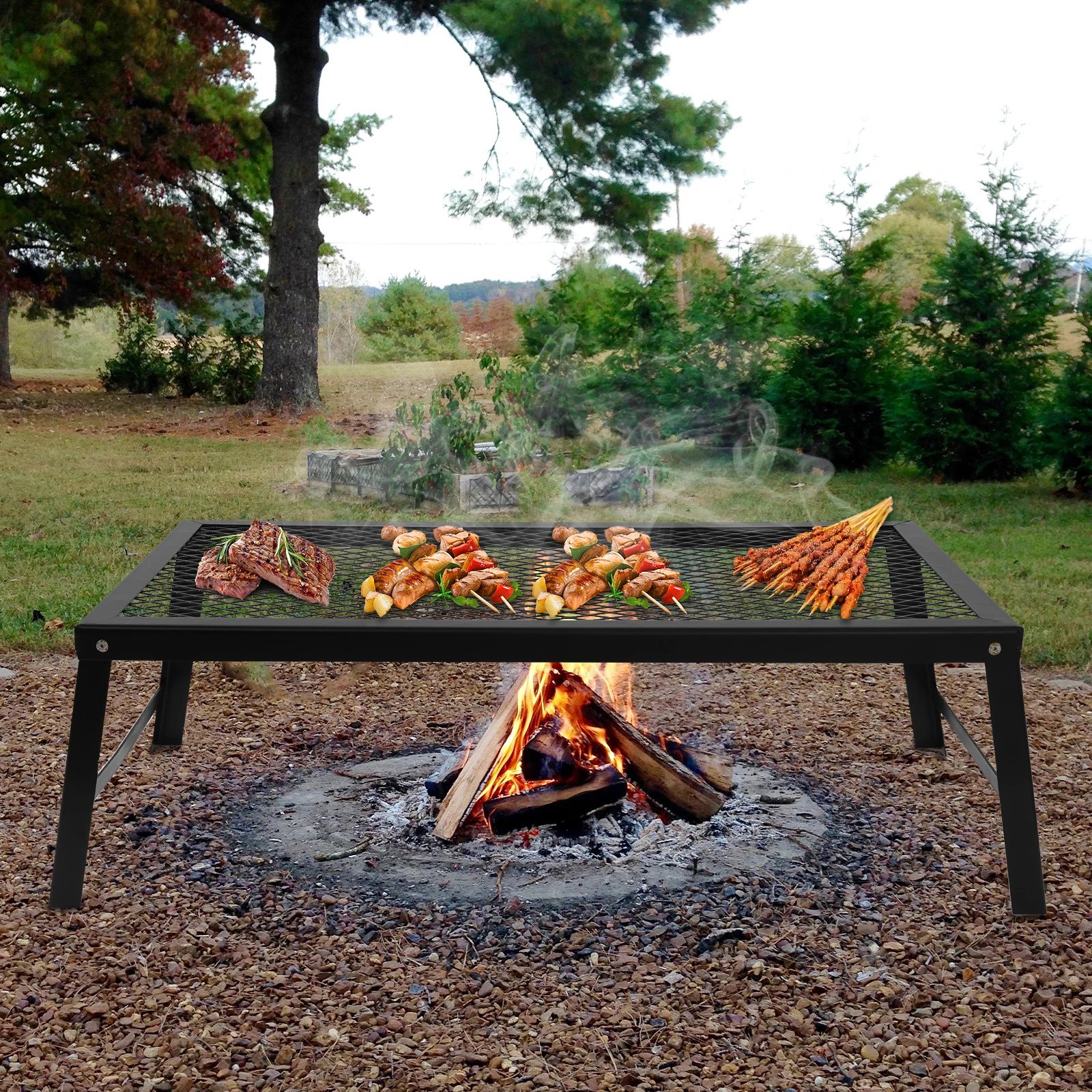 Folding Campfire Grill for Fire Pit Cooking 5