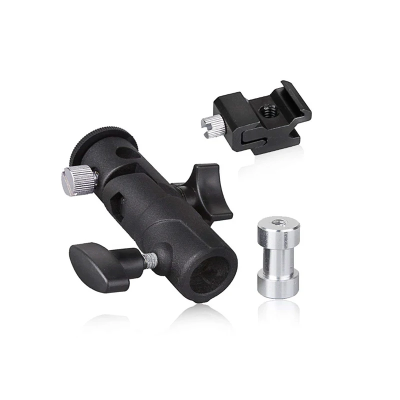 Flash Hot Shoe Umbrella Holder Mount Adapter for Studio Light Type E Stand 1/4 3/8 Screw Bracket Support E-type Lamp Holder camera flash adapter,bowens mount bracket holder,fill light holder