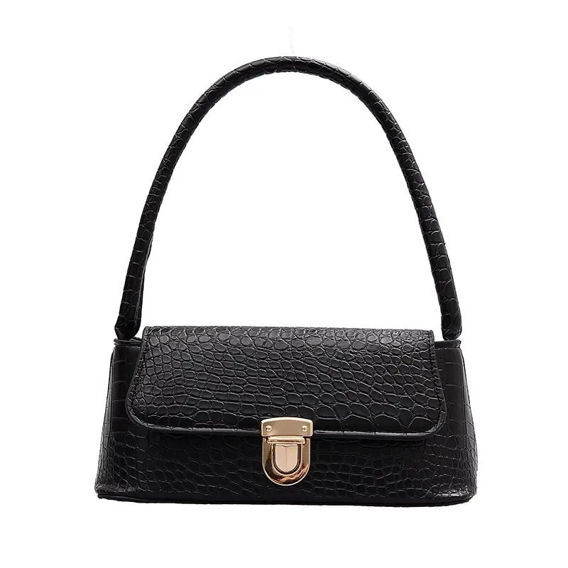 

Retro Women's Underarm Shoulder Bag PU Leather Stone Pattern Ladies Small Clutch Fashion Female Armpit Bag Tote Purse Handbags