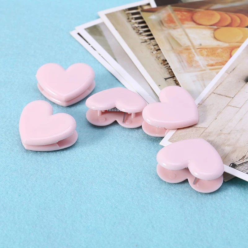 

5Pcs Heart Pink File Binder Clip Notes Letter Paper School Office Supplies