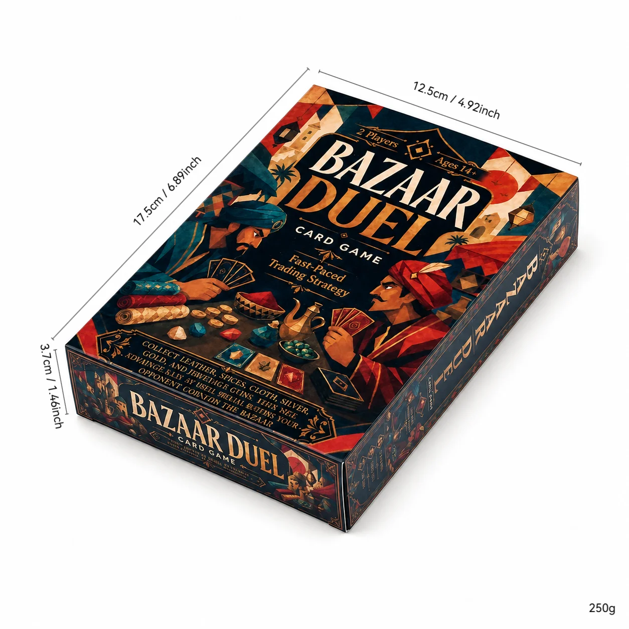 Bazaar Duel Card Game: Fast-Paced Market Trading Strategy Board Game with Leather, Spices, Silver, and Gems