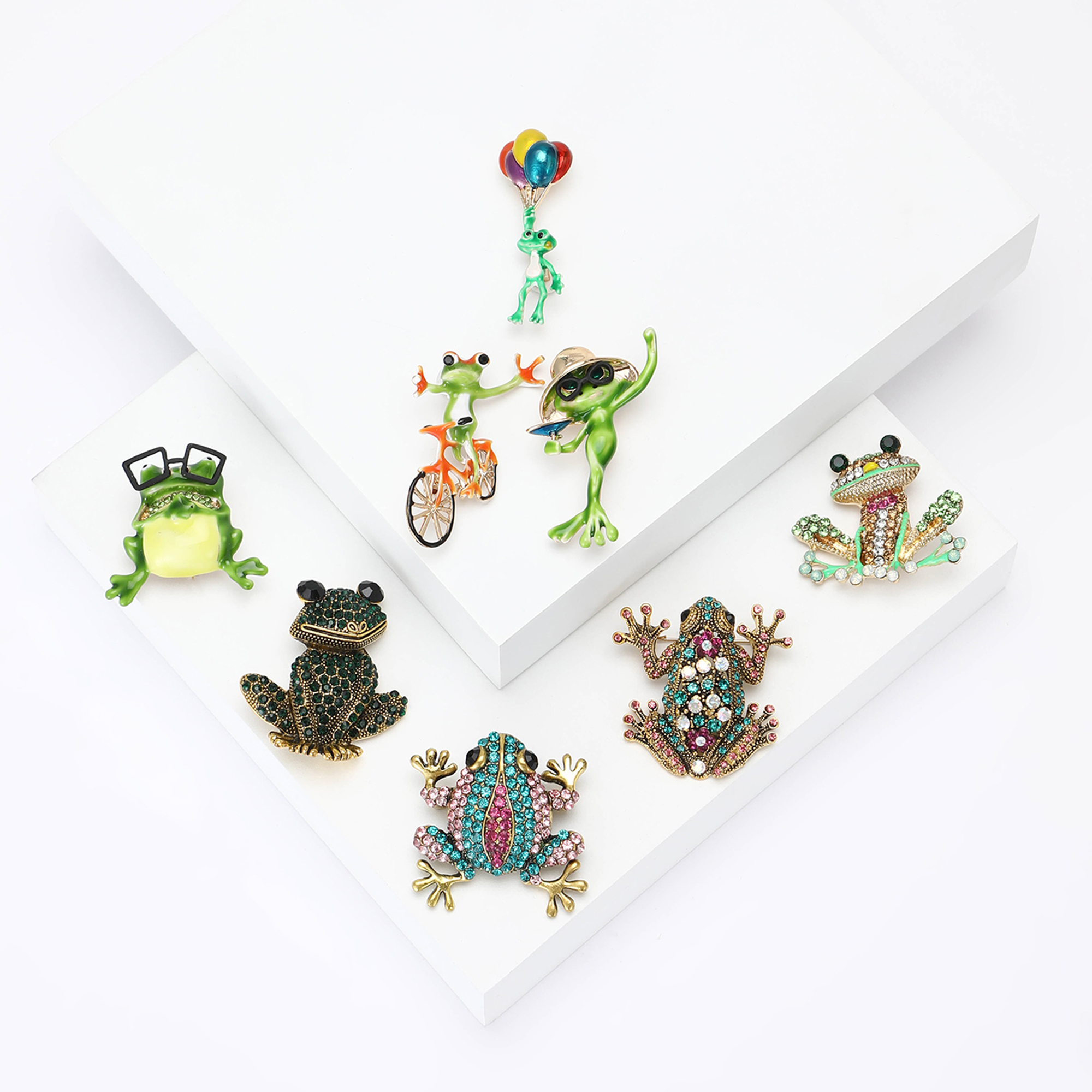 Trendy Rhinestone Frog Brooches for Women Unisex Animal Pins Multi-color Available Fashion Jewellery Accessories Gifts