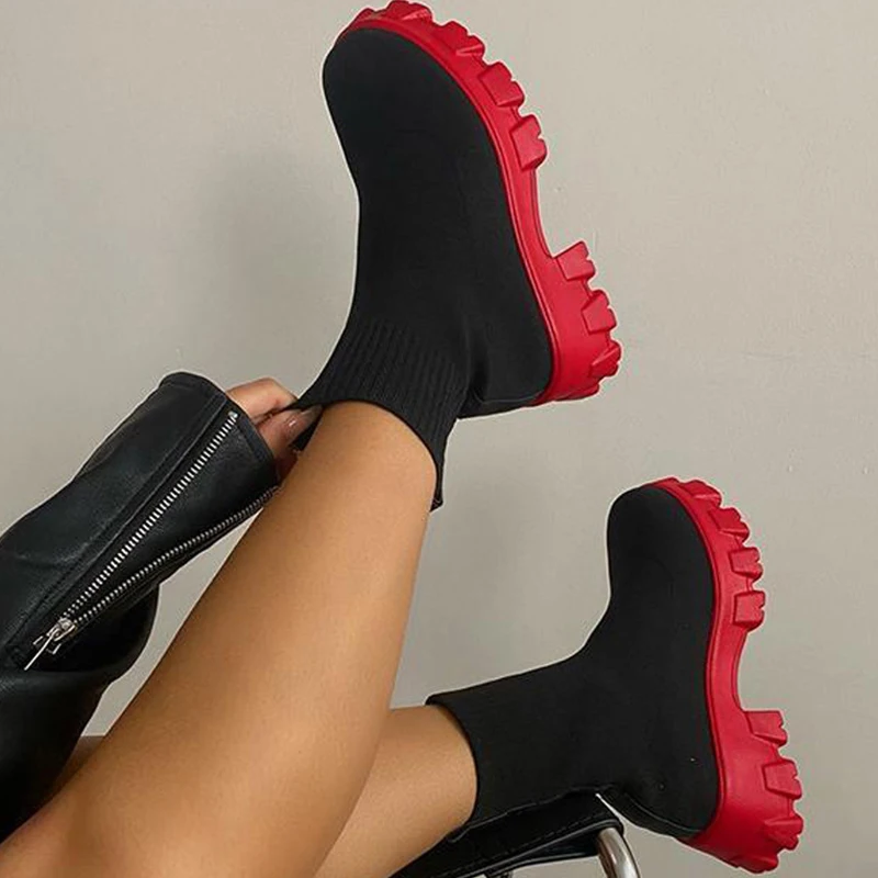 Women Boots Platform Boots For Autumn Summer Shoes Woman Slip On Platform Shoes Women Ankle Boots White Heels Short Botas Mujer - 5
