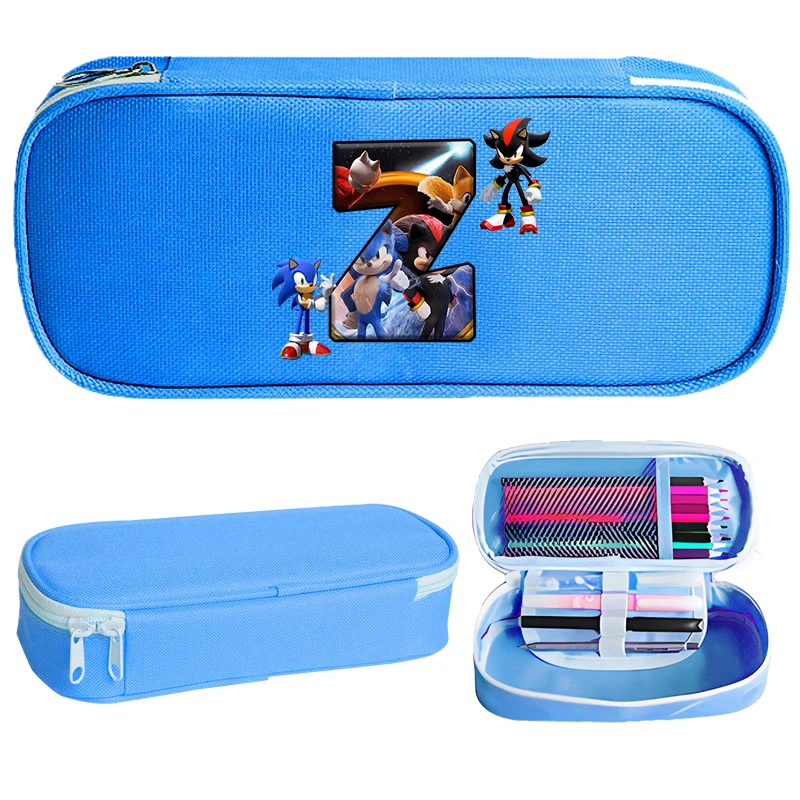 thumbnail image 1 of Estuches para lápices de Sonics, estuches para lápices con diseño de dibujos animados, estuches para lápices con letras impresas, material escolar de moda para niños y niñas, regalo de cumpleaños, 1 of 5